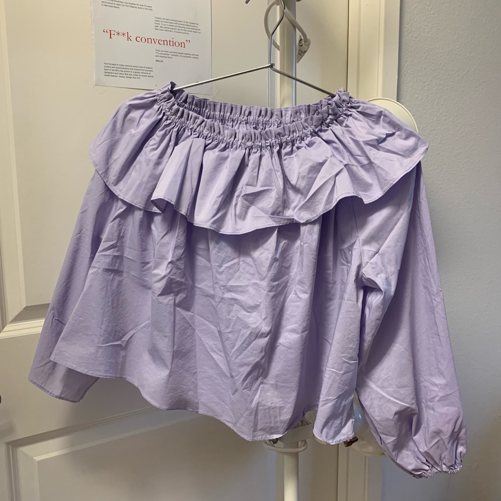 Style mafia unbalanced ruffle top